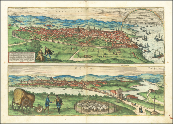 65-Catalonia and Spanish Cities Map By Georg Braun  &  Frans Hogenberg