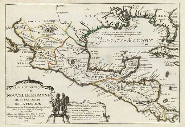 18-South, Southwest, Mexico and Central America Map By Nicolas de Fer