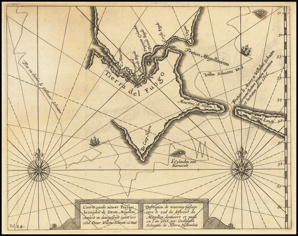 100-Polar Maps, Argentina and Chile Map By Willem Schouten