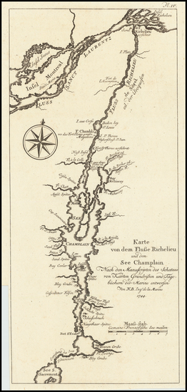 29-New England, Vermont, New York State and Canada Map By Pierre Francois Xavier de Charlevoix