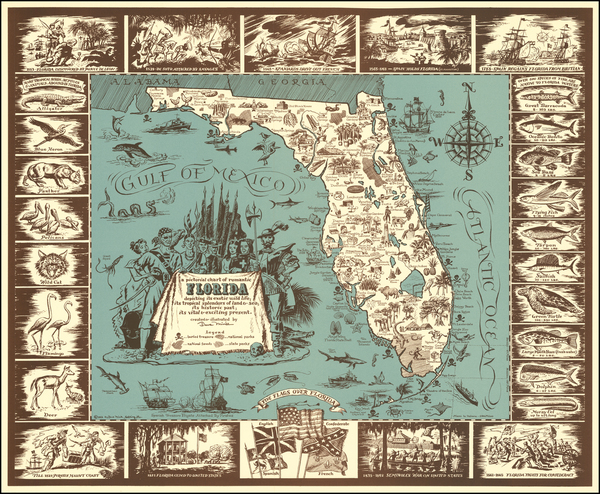 58-Florida and Pictorial Maps Map By David D.C. Mink