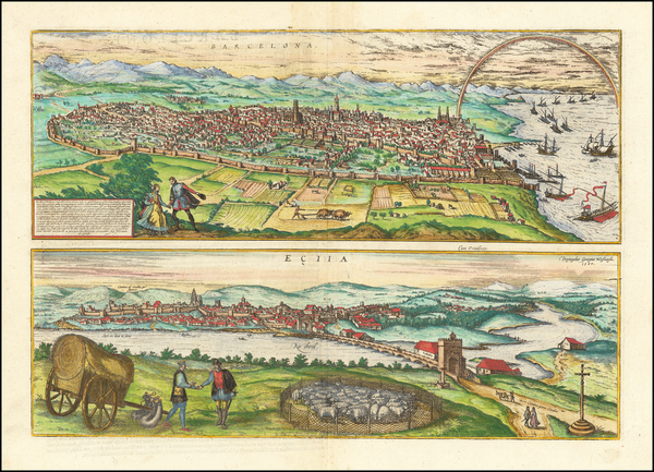 70-Catalonia Map By Georg Braun  &  Frans Hogenberg