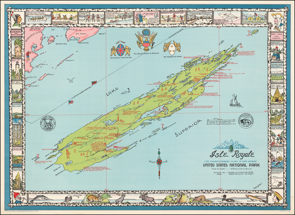 7-Michigan and Pictorial Maps Map By Elmer O.C. Krause