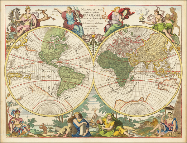 42-World and California as an Island Map By Jan Barend Elwe