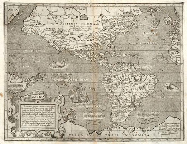 83-North America, South America and America Map By Arnoldo di Arnoldi