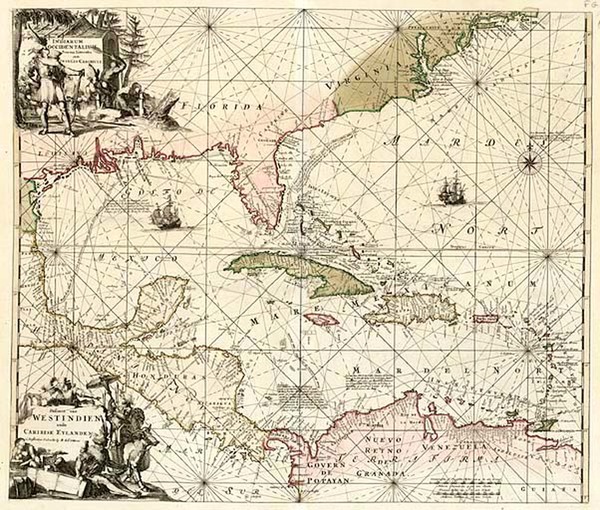 70-South, Southeast, Caribbean and Central America Map By Reiner & Joshua Ottens