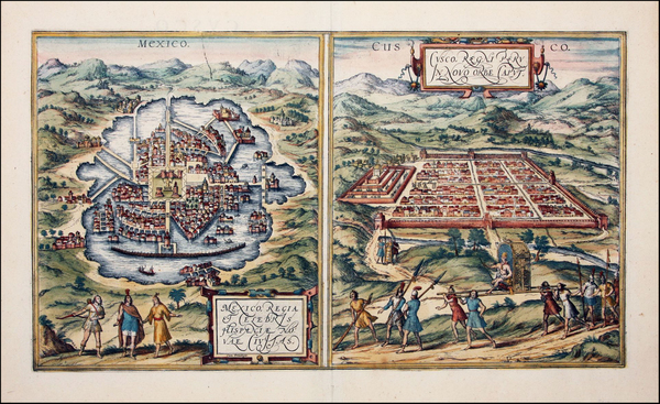 43-Mexico and Peru & Ecuador Map By Georg Braun  &  Frans Hogenberg