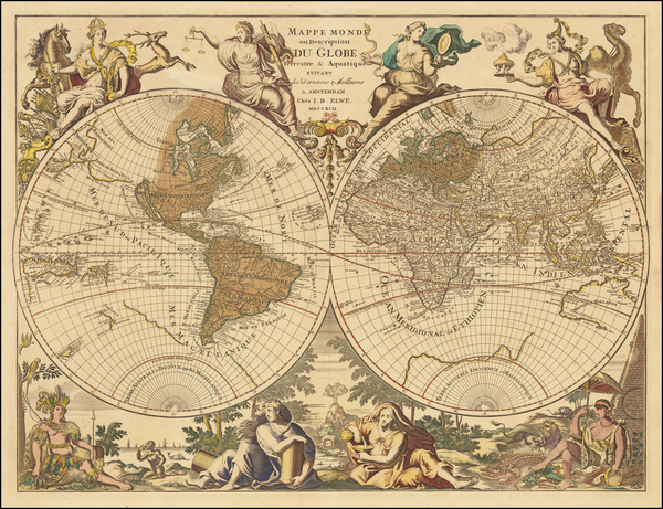 48-World and California as an Island Map By Jan Barend Elwe