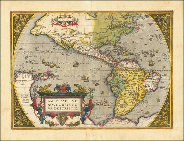 18-Western Hemisphere, North America, South America and America Map By Abraham Ortelius