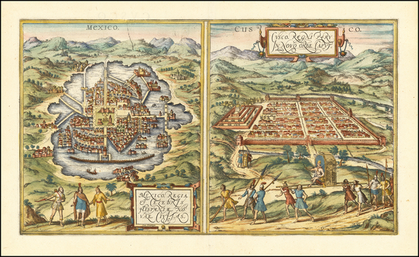 0-Mexico and Peru & Ecuador Map By Georg Braun  &  Frans Hogenberg