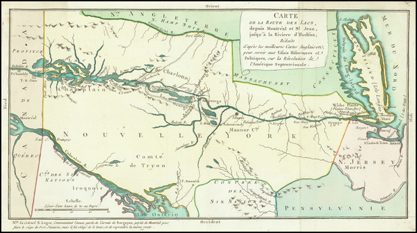 80-Vermont, New York State and American Revolution Map By Michel Rene Hilliard d'Auberteuil