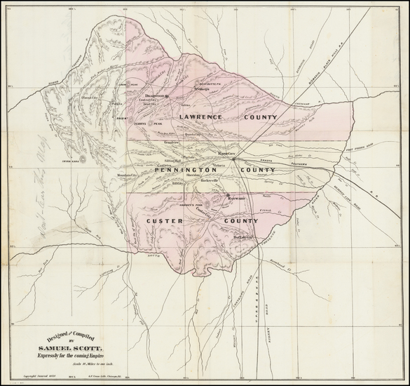 30-South Dakota Map By George F. Cram  &  Samuel Scott