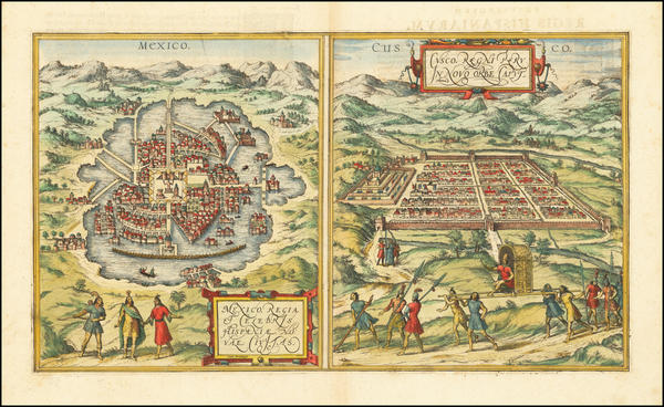 15-Mexico and Peru & Ecuador Map By Georg Braun  &  Frans Hogenberg