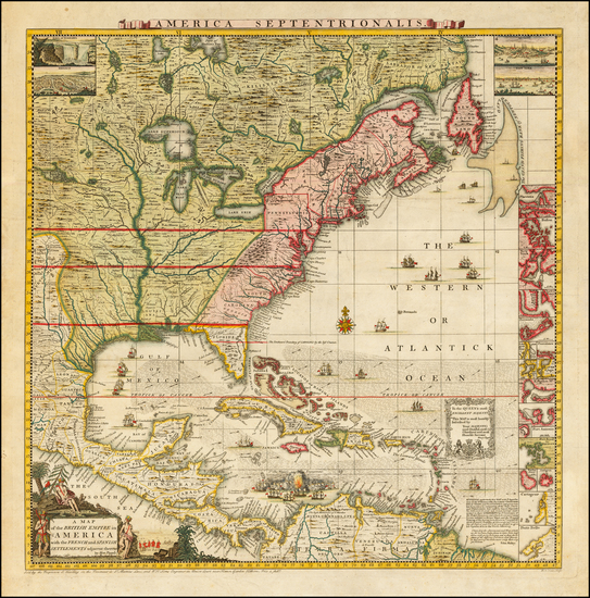 1-United States, North America and Canada Map By Henry Popple