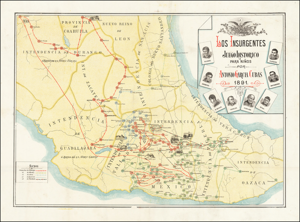 18-Mexico and Pictorial Maps Map By Antonio Garcia y Cubas