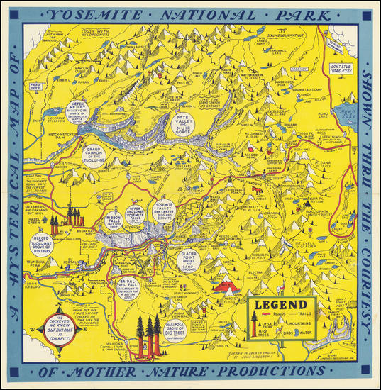 57-Yosemite Map By Lindgren Brothers