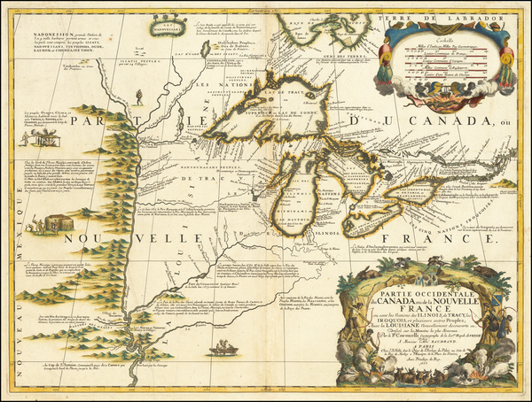 4-United States, Midwest, Plains, Rocky Mountains and Canada Map By Vincenzo Maria Coronelli / Je