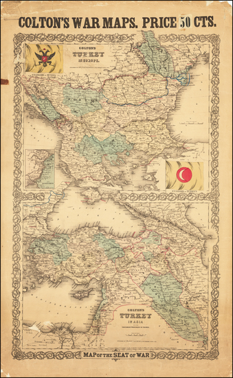 96-Balkans and Turkey Map By Joseph Hutchins Colton