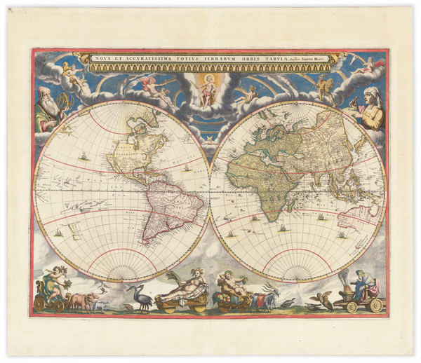 51-World and California as an Island Map By Johannes Blaeu