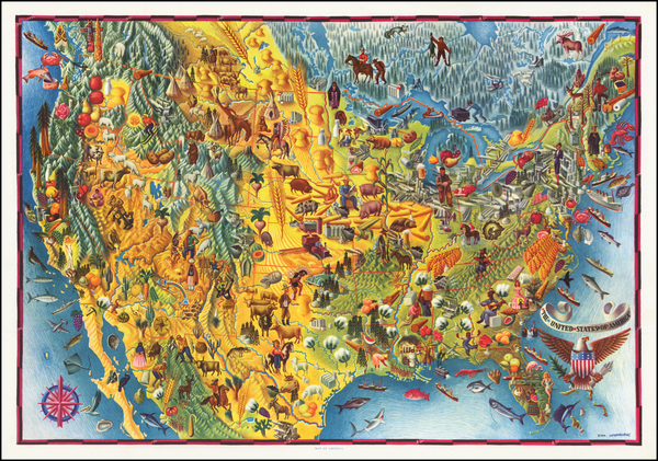 62-United States and Pictorial Maps Map By Miguel Covarrubias