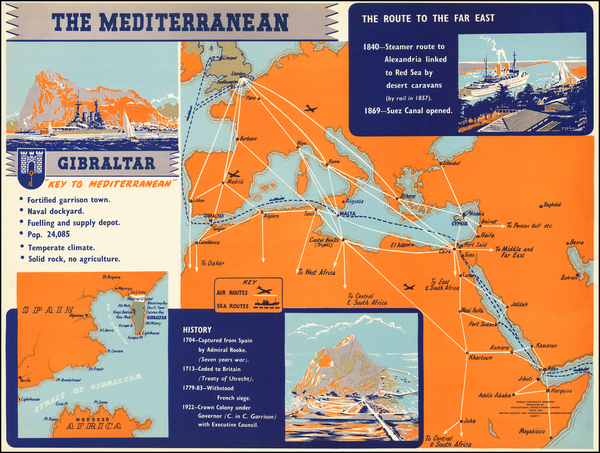 32-Mediterranean, North Africa and Gibraltar Map By British Society For International Understandin