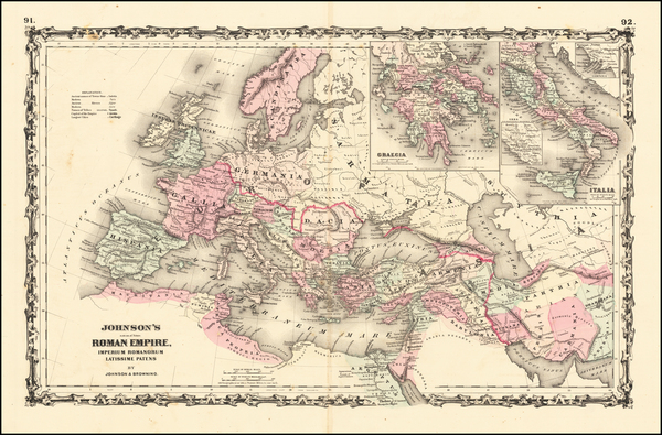 96-Europe, Balkans, Italy and Mediterranean Map By Alvin Jewett Johnson  &  Ross C. Browning