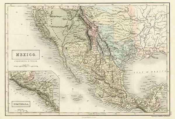 18-Texas, Southwest, Mexico and California Map By Adam & Charles Black