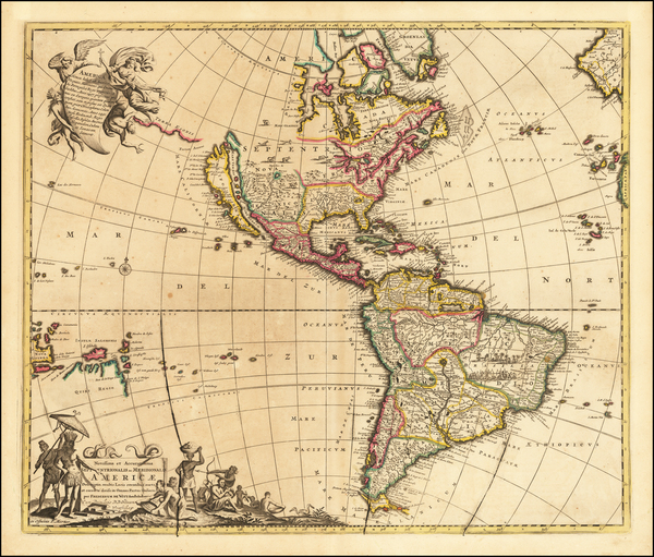 36-California as an Island and America Map By Pierre Mortier