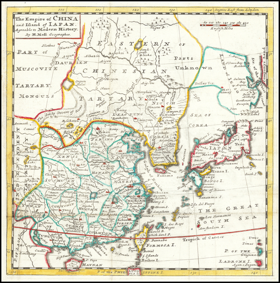 23-China, Japan and Korea Map By Herman Moll