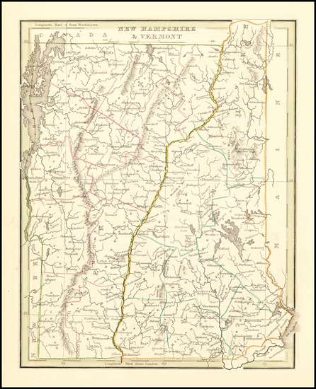 60-New Hampshire and Vermont Map By Thomas Gamaliel Bradford