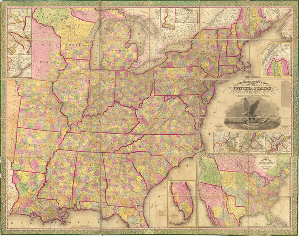 2-United States, Texas, Pacific Northwest, Oregon and Washington Map By Samuel Augustus Mitchell