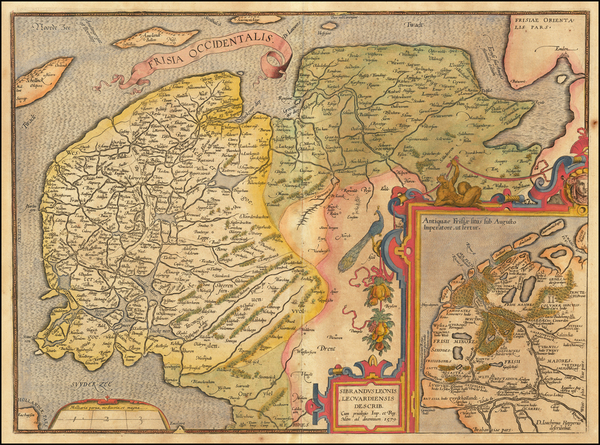 53-Netherlands Map By Abraham Ortelius