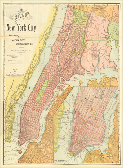 93-New York City Map By Rand McNally & Company