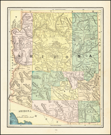 98-Arizona Map By George F. Cram
