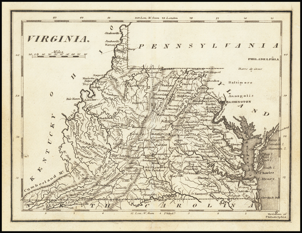 73-Virginia Map By Mathew Carey