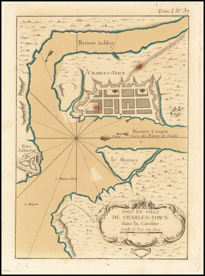 0-South Carolina Map By Jacques Nicolas Bellin