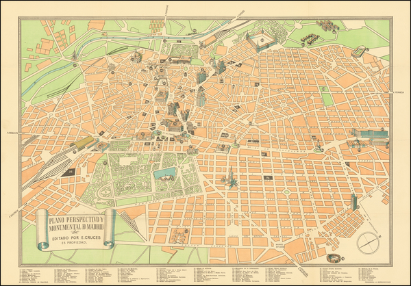 26-Spain, Pictorial Maps and Spanish Cities Map By E. Cruces