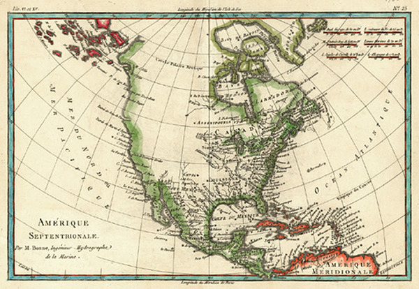 45-North America Map By Rigobert Bonne