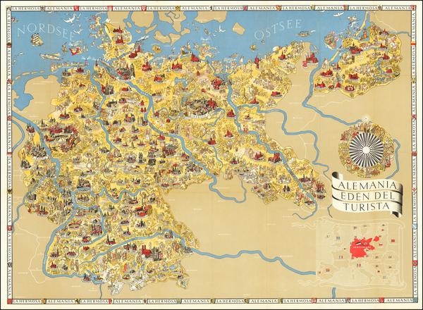 59-Pictorial Maps, World War II and Germany Map By Riemer