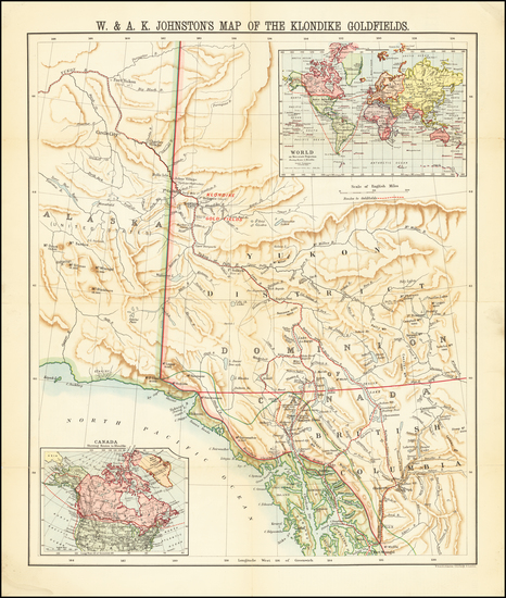 69-Alaska and Canada Map By W. & A.K. Johnston