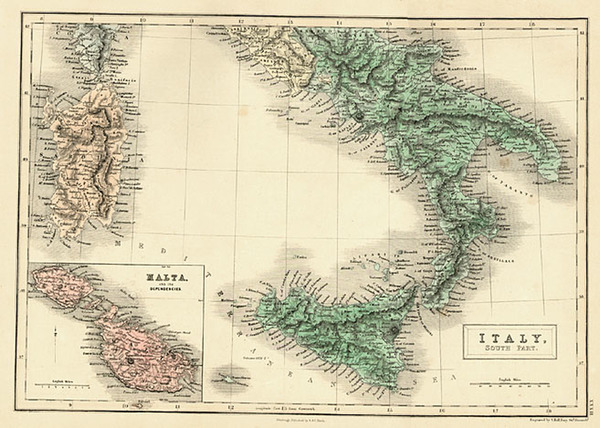 61-Europe, Italy and Balearic Islands Map By Adam & Charles Black