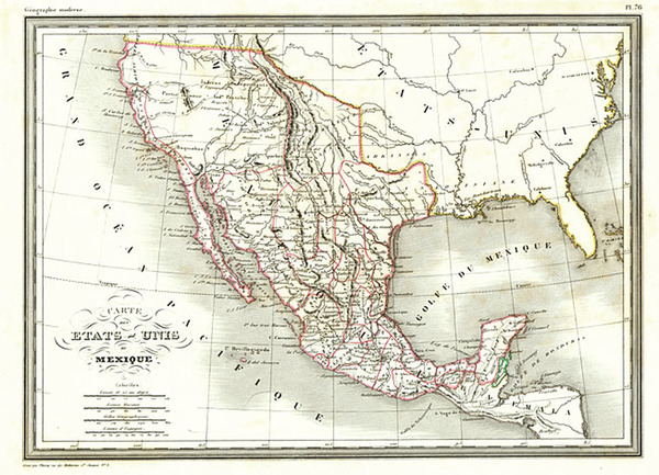 46-Texas, Mexico and California Map By Conrad Malte-Brun