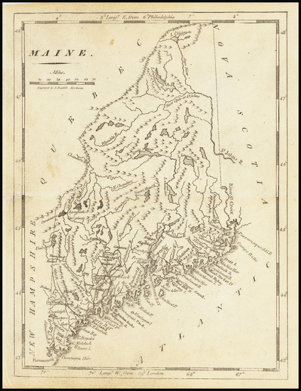 68-Maine Map By Mathew Carey