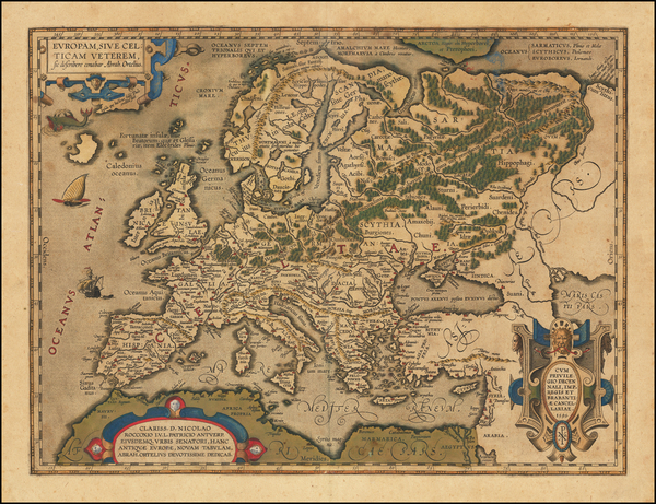 89-Europe Map By Abraham Ortelius