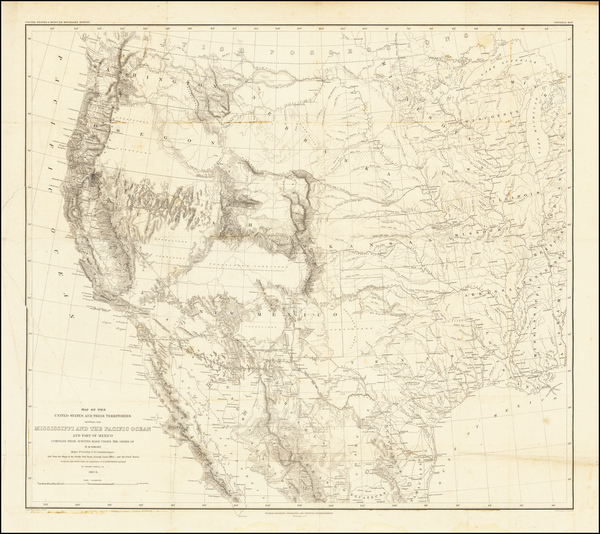 85-Texas, Plains, Southwest, Rocky Mountains and California Map By William Hemsley Emory