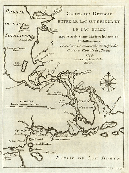 65-Midwest and Canada Map By Jacques Nicolas Bellin