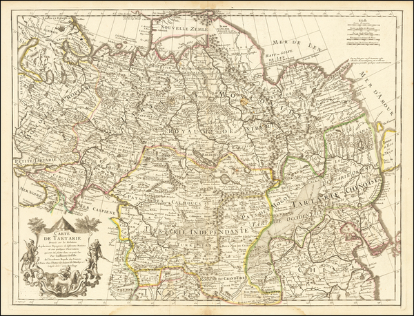 74-Ukraine, China, Central Asia & Caucasus and Russia in Asia Map By Guillaume De L'Isle