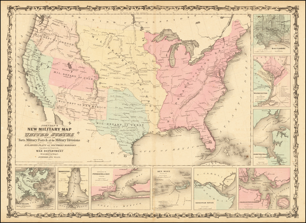 21-United States Map By Benjamin P Ward  &  Alvin Jewett Johnson