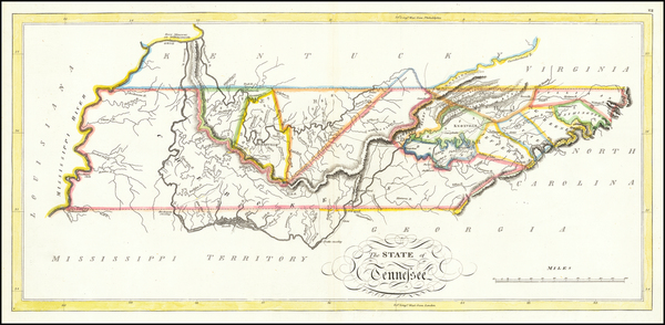 70-Tennessee Map By Mathew Carey