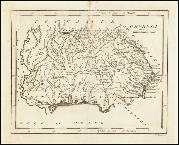 20-Alabama, Mississippi and Georgia Map By Mathew Carey